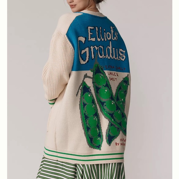 Anthropologie Sweaters - Maeve Cotton Blend Veggie Motif Cardigan Sweater
